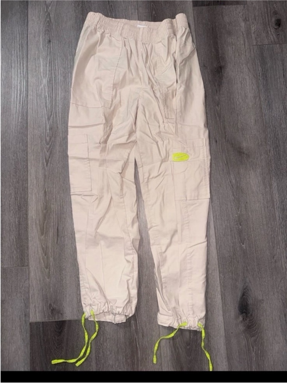 Nike Beige Elastic Waist Cargo Pants with Subtle Tone